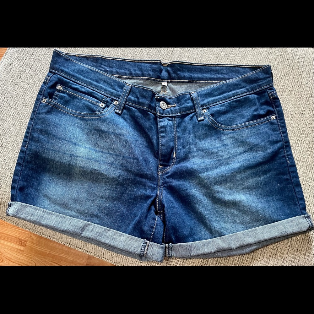 Levi’s cuffed shorts dark denim